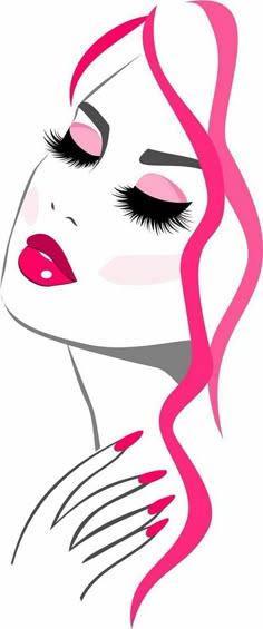 Illustrated beauty portrait with dramatic lashes