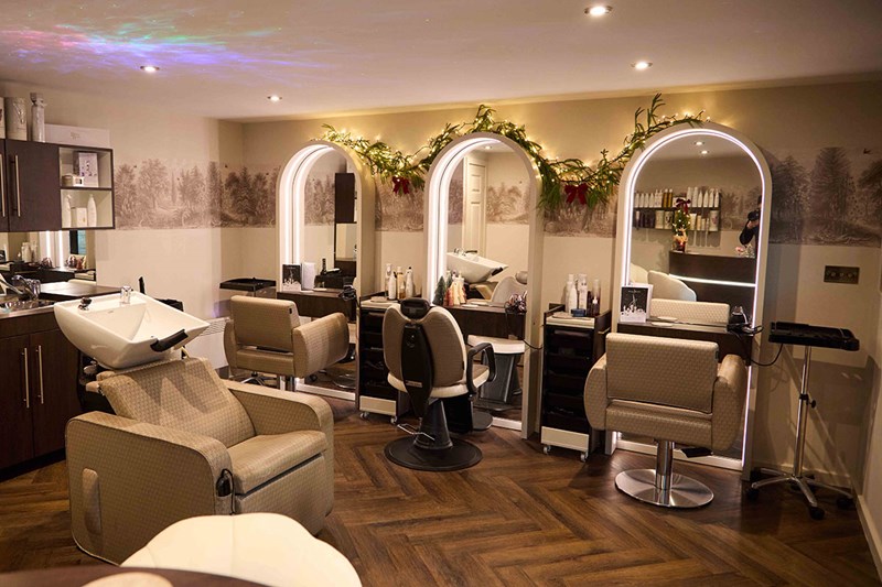 Warm, beautifully lit beauty studio interior